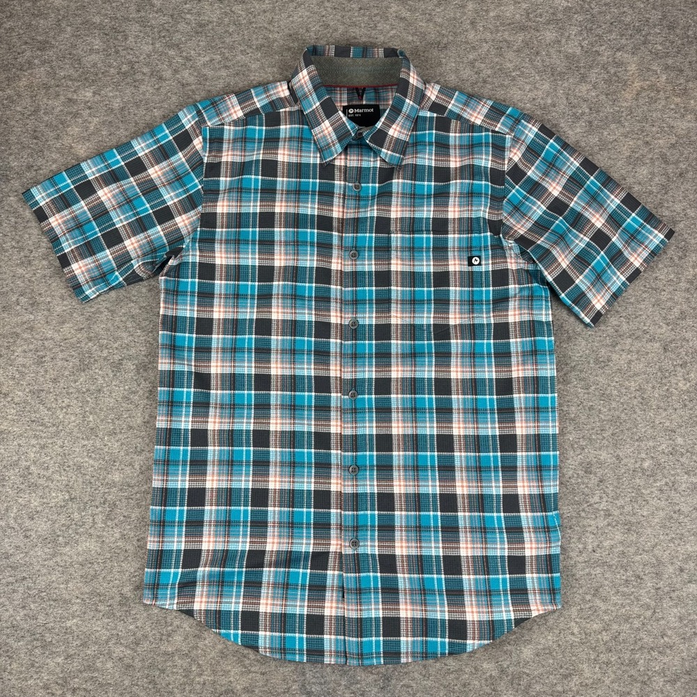 Marmot Syrocco Button Up Shirt Plaid Pocket Polyester Mens Small S